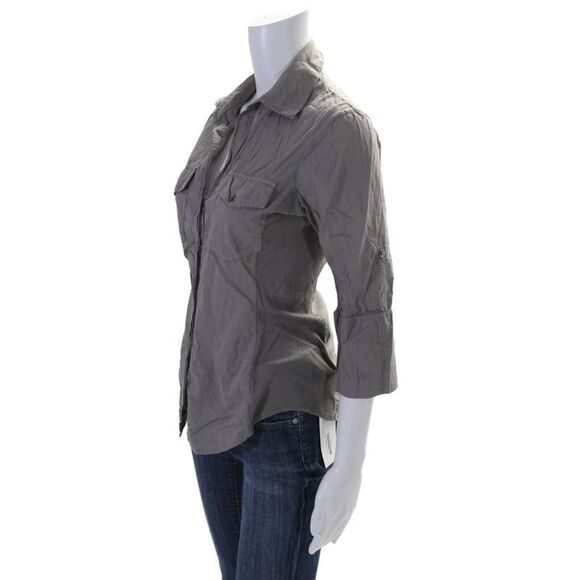 Standard James Perse Womens Button Down Long Sleeves Shirt Gray Cotton Size 2 - Picture 2 of 5